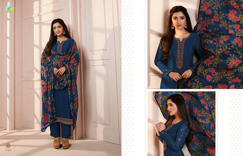 Blue Royal Crepe Indian women's salwar kameez with dupatta ready to wear