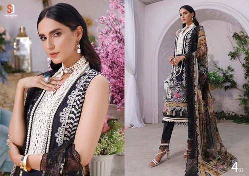 Black Lawn Cotton Indian women's salwar kameez with dupatta ready to wear