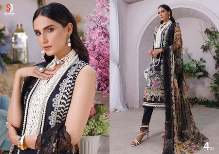 Black Lawn Cotton Indian women's salwar kameez with dupatta ready to wear