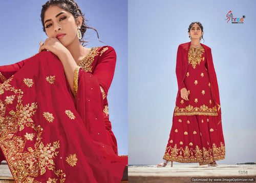 Red Heavy Georgette Indian women's salwar kameez with dupatta ready to wear