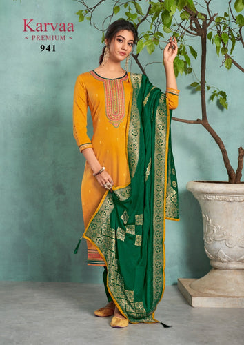 Gold jam silk Indian women's salwar kameez with dupatta ready to wear