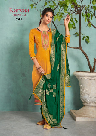 Gold jam silk Indian women's salwar kameez with dupatta ready to wear