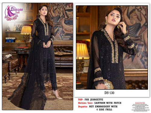 Black Fox Georgette Indian women's salwar kameez with dupatta ready to wear