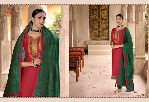 Red Heavy Parampara Silk Indian women's salwar kameez with dupatta ready to wear