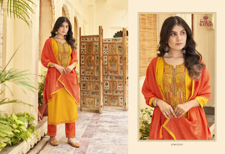 Gold Heavy Parampara Silk Indian women's salwar kameez with dupatta ready to wear