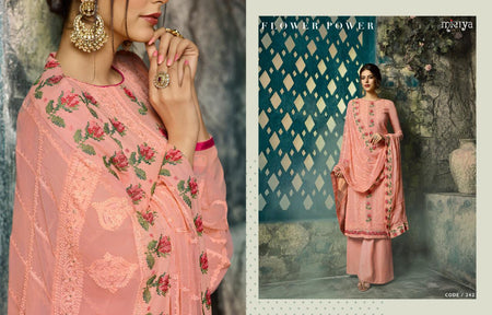 Pink Real Georgette Indian women's salwar kameez with dupatta ready to wear