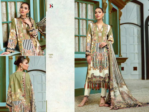 Green Pure Cotton Indian women's salwar kameez with dupatta ready to wear