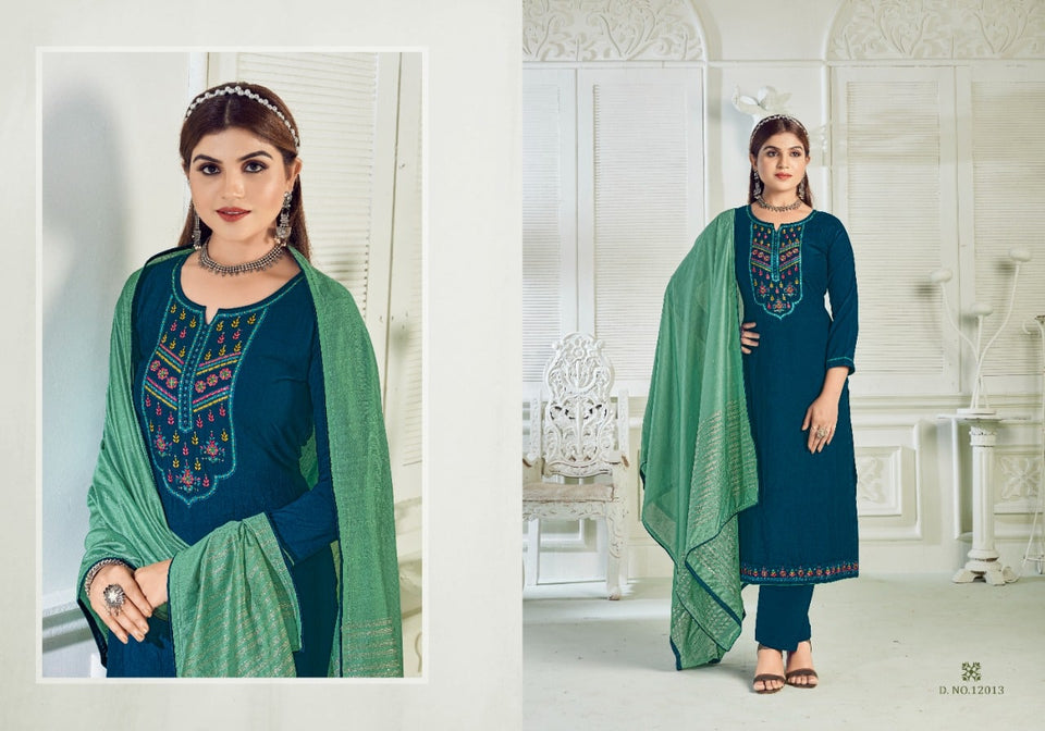 Blue Heavy Parampara Indian women's salwar kameez with dupatta ready to wear