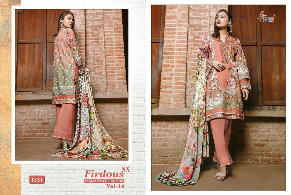 Pink Pure Lawn Cotton Indian women's salwar kameez with dupatta ready to wear