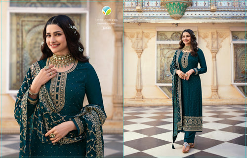 Blue Fancy Fabric Indian women's salwar kameez with dupatta ready to wear