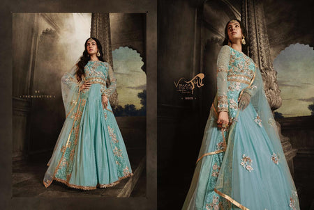 Multi Color Net Indian women's salwar kameez with dupatta ready to wear