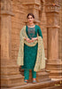 Green Satin Cotton Indian women's salwar kameez with dupatta ready to wear