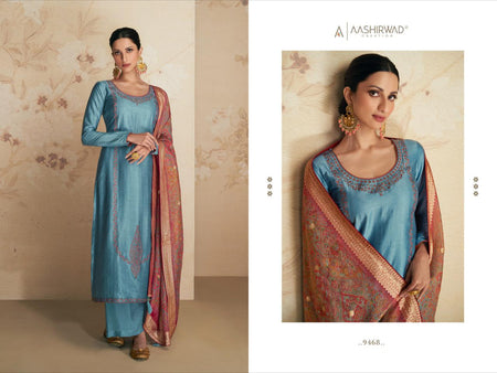 Aqua Premium Silk Indian women's salwar kameez with dupatta ready to wear
