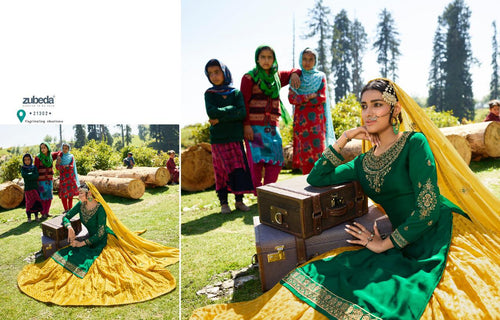 Green Satin Georgette Indian women's salwar kameez with dupatta ready to wear