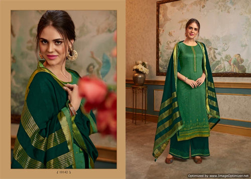 Green Jam Silk Indian women's salwar kameez with dupatta ready to wear