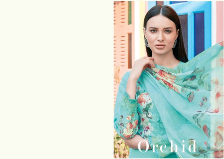 Aqua Cotton Indian women's salwar kameez with dupatta ready to wear