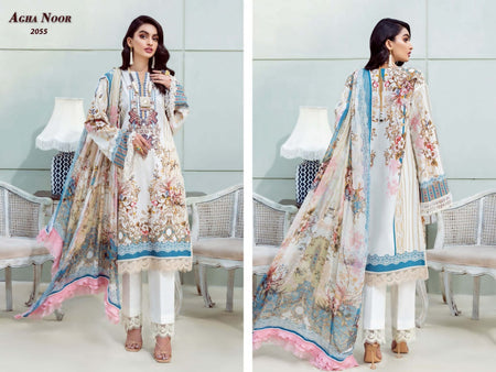 White Lawn Cotton Indian women's salwar kameez with dupatta ready to wear