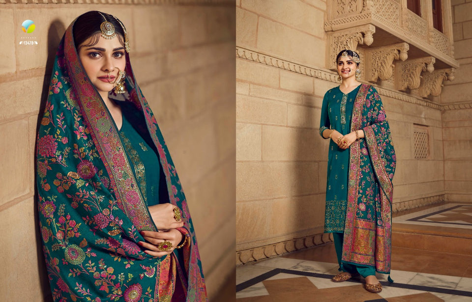 Green Viscose Machlin Indian women's salwar kameez with dupatta ready to wear