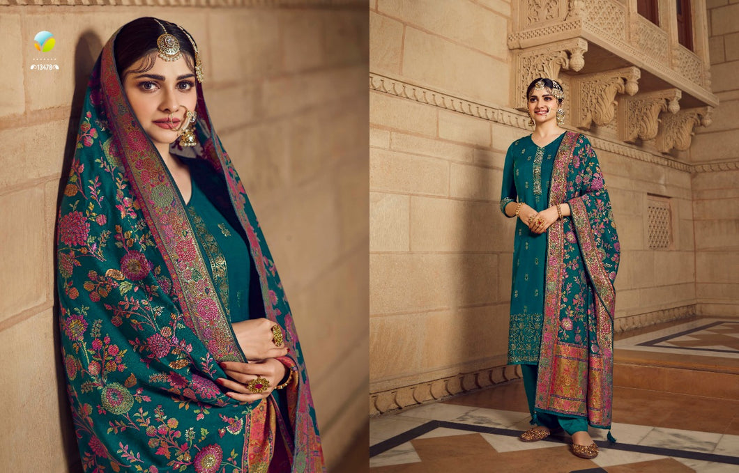 Green Viscose Machlin Indian women's salwar kameez with dupatta ready to wear