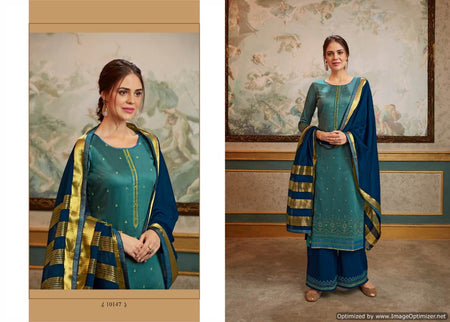 Green Jam Silk Indian women's salwar kameez with dupatta ready to wear
