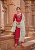 Red Satin Cotton Indian women's salwar kameez with dupatta ready to wear