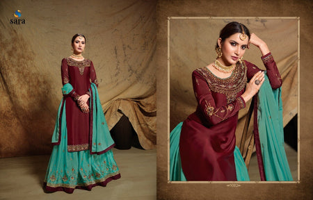 Purple Satin Georgette Indian women's salwar kameez with dupatta ready to wear