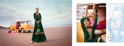 Green Georgette Indian women's salwar kameez with dupatta ready to wear
