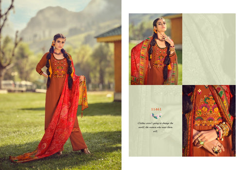Multi Color Parampara Silk Indian women's salwar kameez with dupatta ready to wear