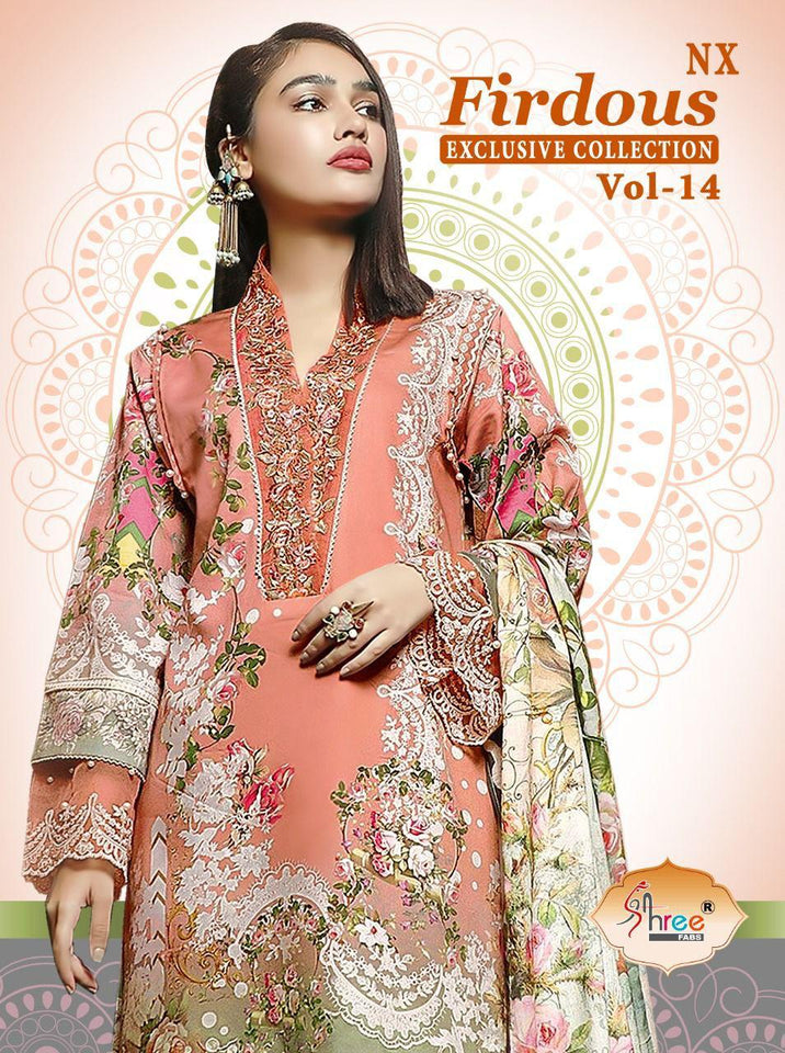 Pink Pure Lawn Cotton Indian women's salwar kameez with dupatta ready to wear