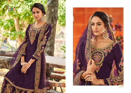 Purple Pure Viscose Opada Silk Indian women's salwar kameez with dupatta ready to wear