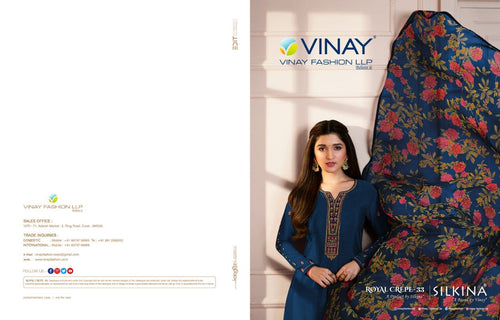 Blue Royal Crepe Indian women's salwar kameez with dupatta ready to wear