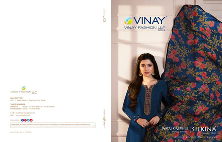 Blue Royal Crepe Indian women's salwar kameez with dupatta ready to wear