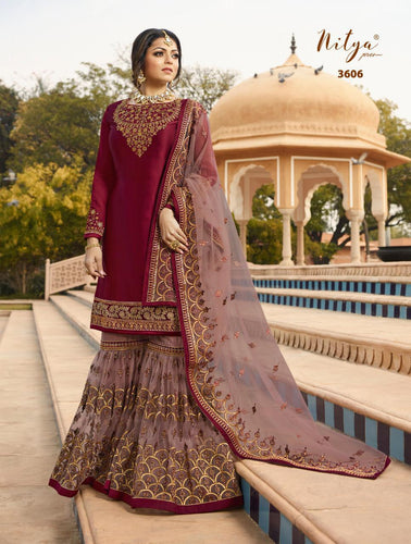 Multi Color Satin Georgette Indian women's salwar kameez with dupatta ready to wear