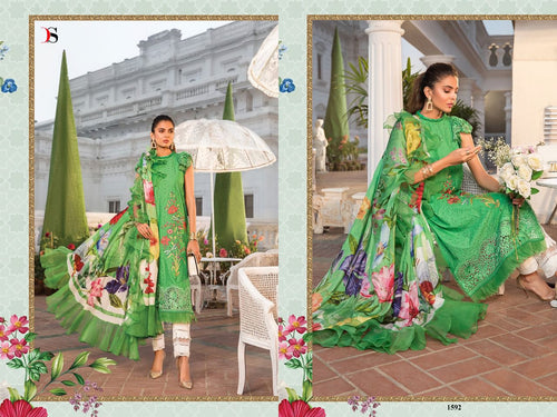 Green Pure Cotton Indian women's salwar kameez with dupatta ready to wear