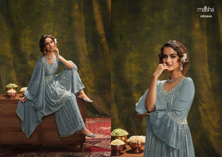 Multi Color Chinon Slub Indian women's salwar kameez with dupatta ready to wear