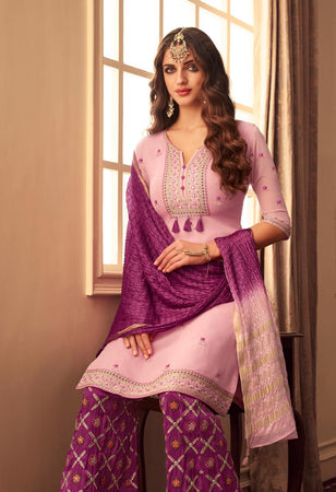 Pink  Uppada Indian women's salwar kameez with dupatta ready to wear
