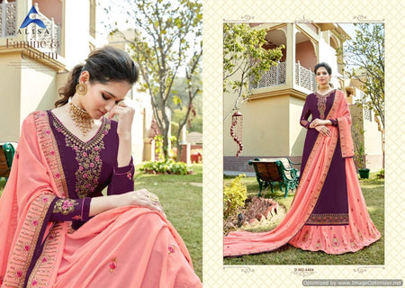Purple Heavy Satin Georgette Indian women's salwar kameez with dupatta ready to wear