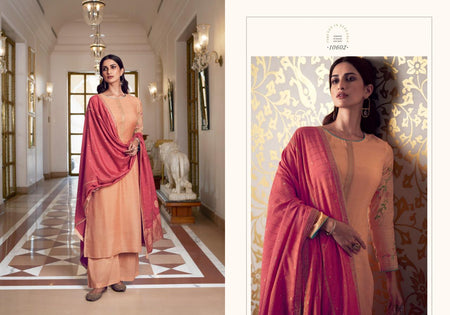 Coral Pure Muslin Silk Indian women's salwar kameez with dupatta ready to wear