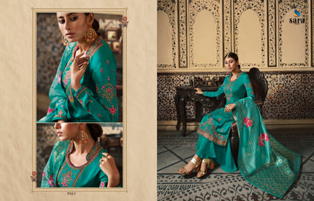 Multi Color Satin Georgette Indian women's salwar kameez with dupatta ready to wear