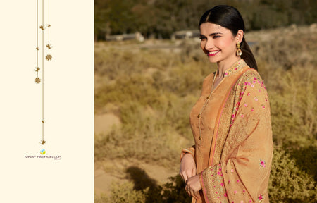 Gold Muslin Jacquard Indian women's salwar kameez with dupatta ready to wear