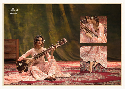 Pink Chinon Slub Indian women's salwar kameez with dupatta ready to wear