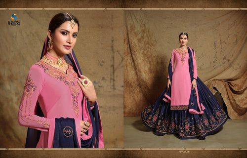 Pink Satin Georgette Indian women's salwar kameez with dupatta ready to wear