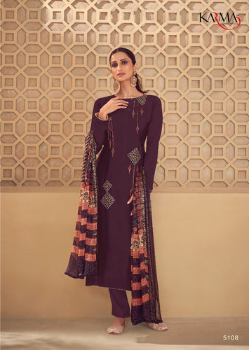 Purple Crepe Indian women's salwar kameez with dupatta ready to wear