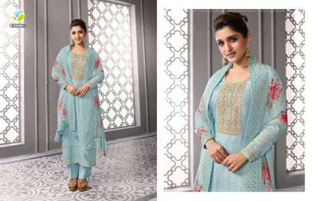 Multi Color Silk Indian women's salwar kameez with dupatta ready to wear