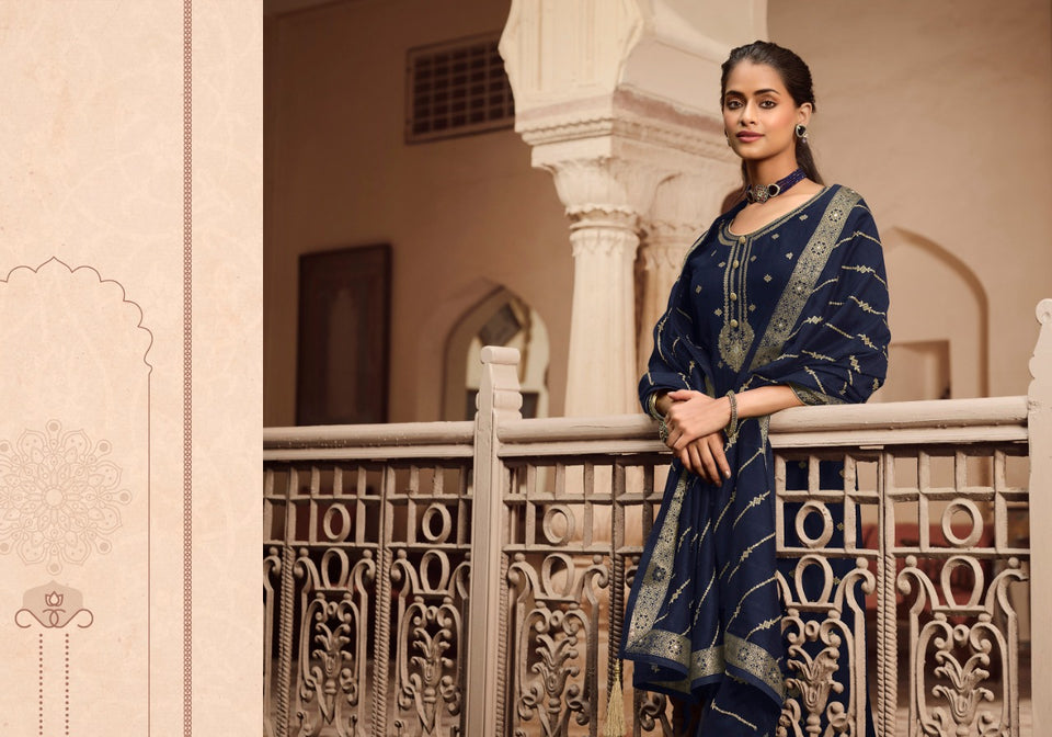 Black Dola Jacquard Indian women's salwar kameez with dupatta ready to wear