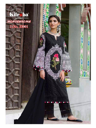 Black Pure Cotton Cambric Indian women's salwar kameez with dupatta ready to wear
