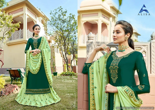 Green Heavy Satin Georgette Indian women's salwar kameez with dupatta ready to wear