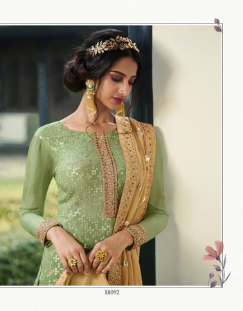 Green Pure Viscose Indian women's salwar kameez with dupatta ready to wear