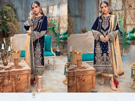 Blue Velvet Indian women's salwar kameez with dupatta ready to wear