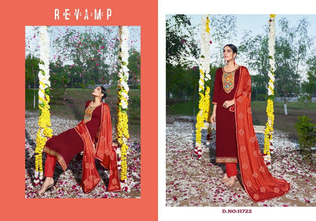 Multi Color Jam Satin Indian women's salwar kameez with dupatta ready to wear